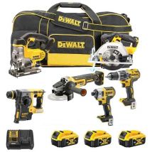 Dewalt - DSET1 DCS391N + DCS331N + DCG405N + DCD796N + DCF887N + DCH273N - 6 ensemble d'outils électriques 18V xr - fournit avec 3 batteries 5.0 ah,