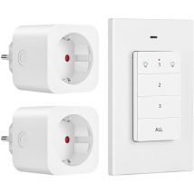 DEWENWILS 2×Funksteckdosen mit Wandschalter, 3680W, erweiterbar, 30M Reichweite,Weiß