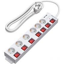 DEWENWILS 6-fach Steckdosenleiste mit USB, einzeln schaltbar, Überlastschutz