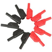 DEWIN 10 Stück 4-mm-Bananenstecker, rot/schwarz, vollständig isoliert, sicher, stapelbar, Bananenstecker