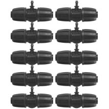 10 Stück Bewässerungsanschlüsse 16 mm bis 4/7, 16PE T-Stück mit Widerhaken, Tropfbewässerungsrohranschlüsse, 5/8 Zoll (16 mm) bis 4/7 (7 mm