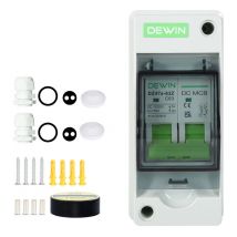DEWIN 2P 63A DC 1000V Disyuntor fotovoltaico Mini disyuntor solar con caja de distribución impermeable