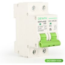Dewin - 2P 63A DC1000V Miniatur-Leistungsschalter Überlast-Kurzschlussschutz für Solar-PV-System