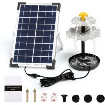 6W Solar Fountain Pump Outdoor Bird Bath Fountain w/8 Nozzles for Garden Pond Pool Decoration - Dewin