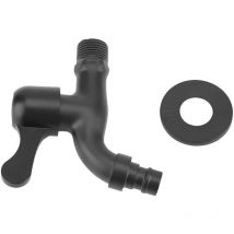 Grifo de agua para jardín, grifo de montaje en pared negro de aleación de zinc para baño (lavadora) - Dewin