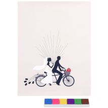 Dewin - Peinture d'empreintes digitales Marié Mariée Ride Vélo Modèle Empreinte Digitale diy Peinture De Mariage