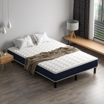 Dewinner - Ensemble Matelas 140 x 200 cm Sommier Matelas à Mousse ensachés et Robuste Cadre de lit en Fer avec 6 Pieds, 140 x 200 x 15 Lit Complet,