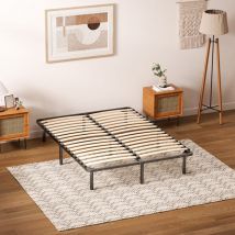Sommier à Lattes sur pieds DEWINNER - Lit 140x190cm - 7 Pieds Inclus - Noir