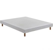 Dewinner - Sommier Tapissier Volige 160x200cm avec Couvre-Lit, Sommiers à Lattes avec 4 Pieds, 26 Lattes
