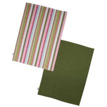 Dexam - Recycled Cotton Striped Set of 2 Tea Towels Green