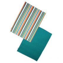 Dexam - Recycled Cotton Striped Set of 2 Tea Towels Teal