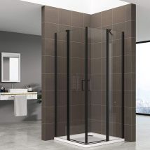 Duschkabine In Der Höhe 180 Cm Mit Eckeinstieg Aus 6 Mm Durchsichtigem Sicherheitsglas Mit Schwarzen Aluminium Profilen Dgk71 90x95 Cm - Duschbär