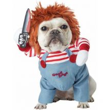 Einemgeld - Déguisement de Poupée de Mort pour Chiens effrayant Halloween Cosplay Poupée Chucky Costume de Chien Porter un chapeau drôle de fête
