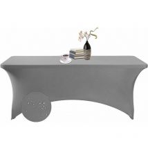 Housse pour mobilier de jardin Housse de table imperméable en Spandex de 6 pieds pour fête, mariage, banquet et événements (gris) thsinde