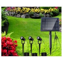 Lampe Solaire Exterieur Spot Solaire Exterieurà Piquer Ou Mural Etanche Ip66 3000k Blanc Chaud 450lm, Lumiere Exterieur Solaire Idéal Pour Jardin, 