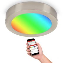 Telefunken - led Aufbauleuchte Smart WiFi dimmbar cct Bluetooth 18W silber Metall