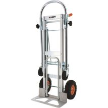 Diable Aluminium 3 En 1 - Charge Maxi 250kg - 2 Roues Pivotantes - 2 Roues Gonflables - Plateau 45,5 X 18 Cm