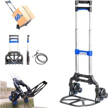 Diable pliant escalier en Aluminium, 3 Roues Diable pliable Demenagement et Transport de matériau, compact, Charge Max. 60kg, Garantie 5 ans, Hostrom