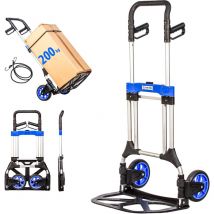 Hoström - Diable pliant Aluminium pour Charge Lourde, Diable pliable Demenagement, Transport matériau, Grandes Roues, Charge Max. 200kg, Garantie 5