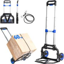 Hoström - Carro plegable de aluminio, 2 ruedas Carro plegable para mover y transportar materiales, compacto, ligero, Carga máxima 60 kg, 5 años de
