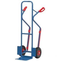 Fetra - Diable en tubes d'acier Hauteur 1300 mm l pelle250xl320mm air- pneus Capacité de charge 300 kg bleu brillant, ral 5007