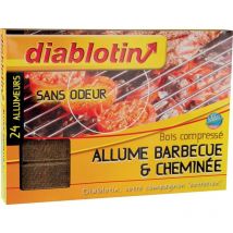 Allume Barbecue Cheminée en bois compressé - Boite de 24 allumeurs - Diablotin