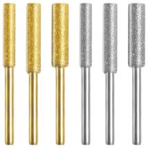 Bluedeer - Diamant Affûteur de Tronçonneuse,Affûteur de Tronçonneuse Pierre Bits,Haute Dureté Titane Plaqué Burr Meule Meule, 6 pcs Pierres à
