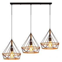 Wottes - Modern Kreative Diamant Käfig Hängelampe Industrie Metall Retro Hanfseil Verstellbar Individualität Dekorative 3 Lichter