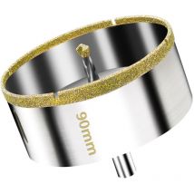 Toolive - 90 mm Diamant-Lochsäge mit Zentrierführungsbohrer, Fliesenlochsäge mit Diamantbeschichtung, Diamant-Kernbohrer für Glas, Fliesen, Keramik,