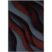 Costa - diamant - Tapis à motifs vagues (Rouge - 140x200cm)