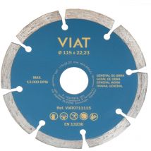 Allgemeine segmentierte Diamantscheibe dede für Trockenschnittarbeiten. Abmessungen: 115x115x2mm Viat 0711115 Viat