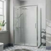 Diamond - 1400 x 900mm Sliding Shower Door & Side Panel Enclosure Cubicle Framed 8mm Glass