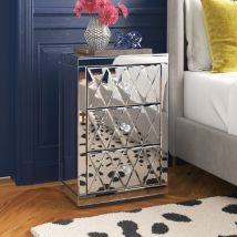 Shyfoy - Diamonds Mirrored Top Glass Nightstand
