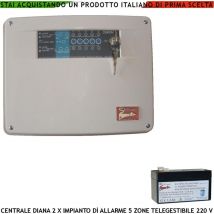 Securvera - Centrale Antifurto Diana 5 Zone Batteria 12 v 1,2 Ah 2 Chiavi Meccaniche per Impianto di Allarme Filare. Gestisce Sensori Ingresso Per