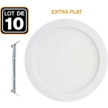 Europalamp - 10 Faretto led da incasso 15W rotondo extrapiatto bianco neutro 4500K