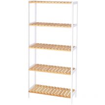 Dibea Bambusregal Mit 5 Verstellbaren Ablageflächen, Schuhschrank, Wohnzimmerregal,badregal, Bücherregal, Küchenregal, 60x26x130 Cm