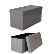 Faltbarer Sitzhocker / Aufbewahrungsbox, Sitzbank aus Kunstleder, 76 x 38 x 38 cm, grau - Dibea