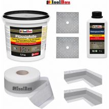 Isolbau - Dichtset Flüssigfolie 5,5 kg Innenecken Wandmanschetten Dichtband Tiefengrund