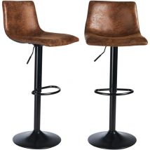 Tabourets de Bar, Rétro Lot de 2, Hauteur Réglable, Rotatif sur 360°, avec Dossier et Repose-Pieds, Roulement 180kg