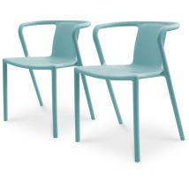 Citygarden - diego - Lot de 2 fauteuils de jardin empilables en polypropylène bleu azur - city garden