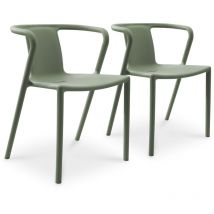 Citygarden - diego - Lot de 2 fauteuils de jardin empilables en polypropylène vert olive - city garden