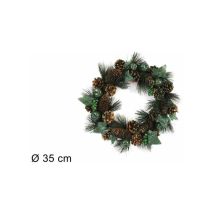 Dietroporta Tondo con Pigne e Frutti Glitter Verde Brillante – Diametro 35 cm – DUE ESSE CHRISTMAS
