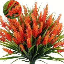 Set Mit 6 Künstlichen Lavendelpflanzen, Künstliche Gartenblumen, Uv-beständig, Orange