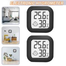 2er Set Mini Hygrometer Thermometer Digital Lcd Schwarz, Innen Temperatur- Und Feuchtigkeitssensor, Präzise Digitale Anzeige Für Büro Haus Babyzimmer