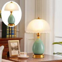 Retro-tischleuchte Fürs Schlafzimmer, Moderne Nachttischlampe, Eiskristall-cyan, Warmes, Einfarbiges Licht, Europäischer Standard