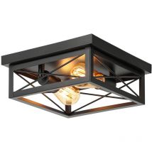 Quadratische Deckenleuchte Aus Eisen, Moderne Schwarze Deckenleuchte, Ohne Leuchtmittel, 220 V, E27-fassung
