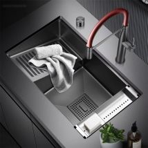 Einfaches Edelstahl-balkon Waschbecken Mit Ausziehbarer Armatur Und Waschbecken, Geeignet Für Waschbecken In Waschküchen.