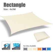 4 X 3 M Wasserdichtes Sonnensegel, Sonnenschutz, Sonnensegel, Markise, Camping-sonnenschutztuch, Groß, Für Garten, Terrasse – Beige
