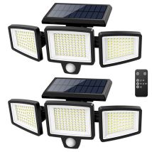 Autrucker Ein Set Aus Zwei Solarleuchten Für Den Außenbereich Mit Insgesamt 210 Leds, Inklusive Fernbedienung, Drei-kopf-bewegungsmelder, Ip65-