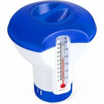 Diffuseur Chlore Piscine avec Thermomètre, Distributeur Flottant Automatique, Doseur de Chlore pour Piscine de 5 Pouces, Distributeur de Produits